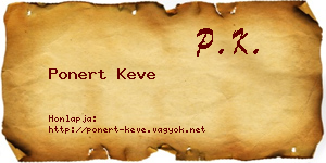 Ponert Keve névjegykártya